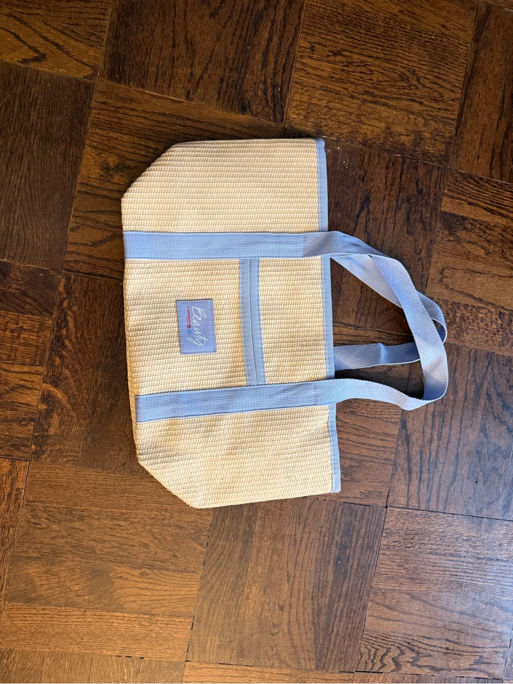 Canvas Tote Bag with Light Blue Trim